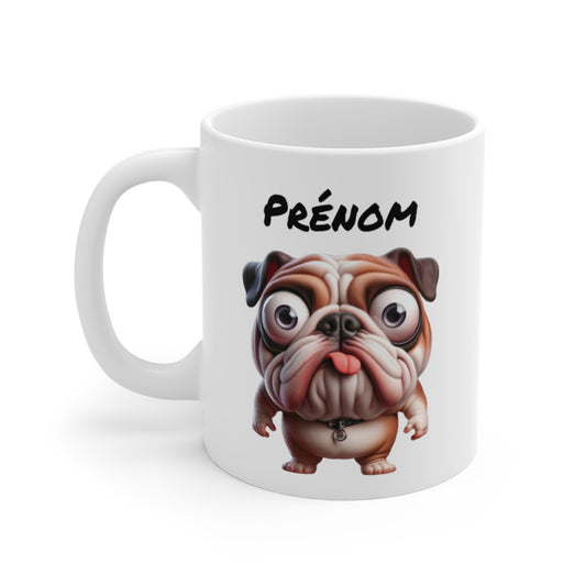 Mug Bouledogue Anglais Personnalisable – Tasse Chien Rigolo avec Prénom – Cadeau Original pour Fan de Bouledogues