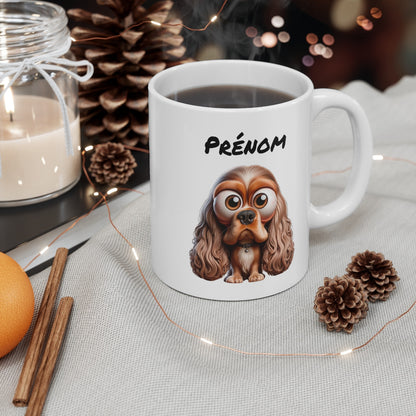 Mug Cocker Personnalisable – Tasse Chien Mignon avec Prénom – Cadeau Idéal pour Fan de Cockers