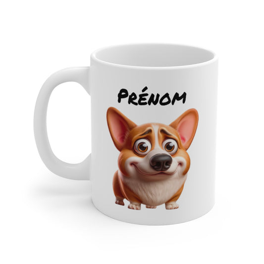 Mug Corgi Personnalisable – Tasse Chien Mignon avec Prénom – Cadeau Original pour Fan de Corgis
