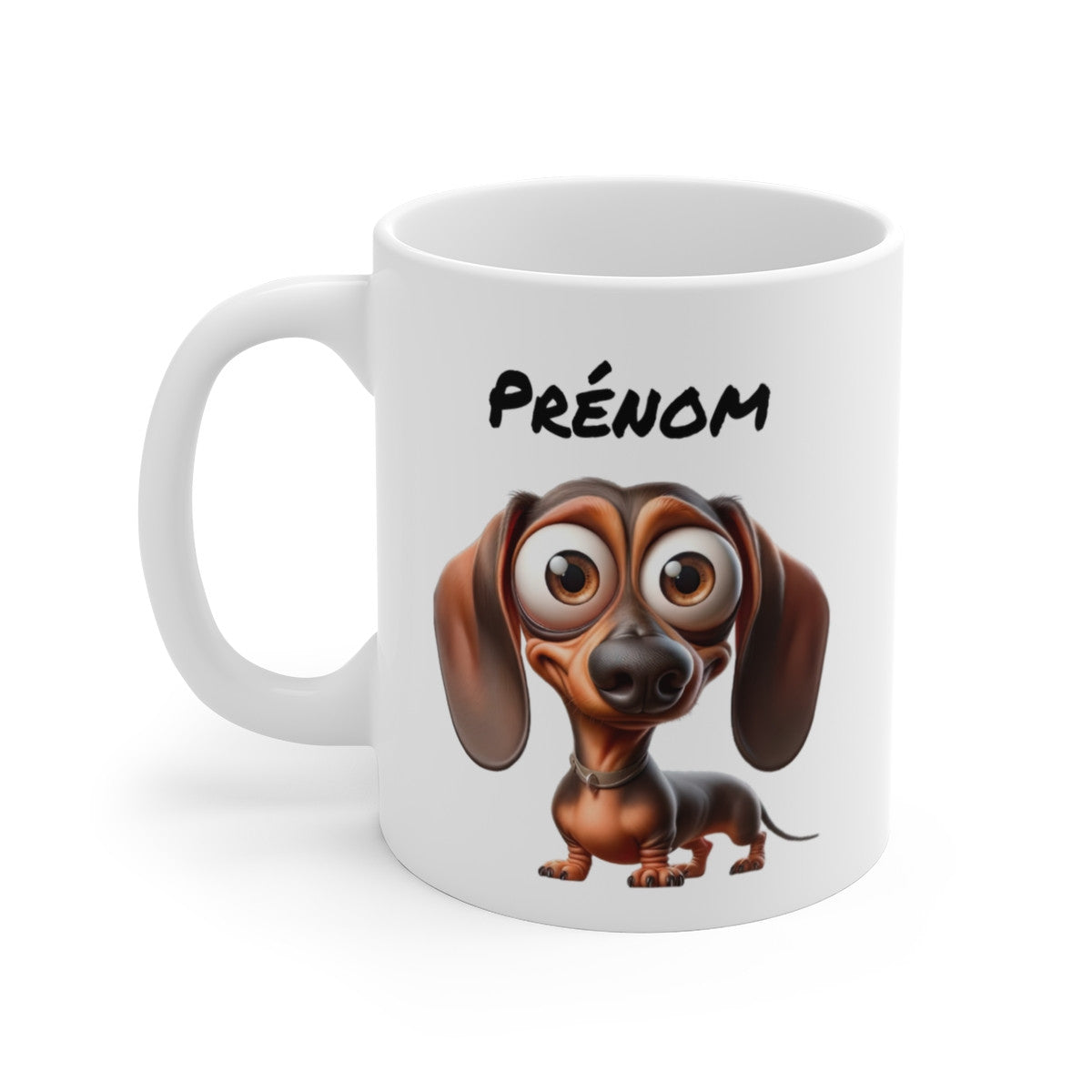 Mug Teckel Personnalisable – Tasse Chien Mignon avec Prénom – Cadeau Original pour Amoureux des Teckels