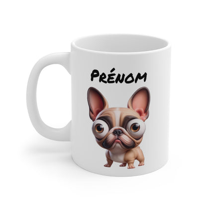 Mug Bouledogue Français Personnalisable – Tasse Chien Mignon avec Prénom – Cadeau Fun pour Amoureux des Bouledogues
