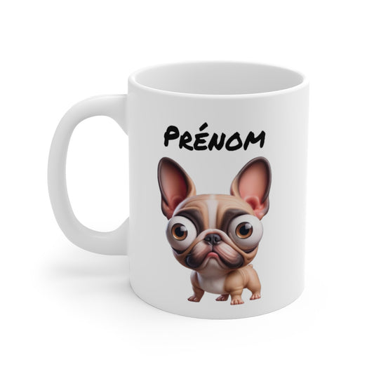Mug Bouledogue Français Personnalisable – Tasse Chien Mignon avec Prénom – Cadeau Fun pour Amoureux des Bouledogues