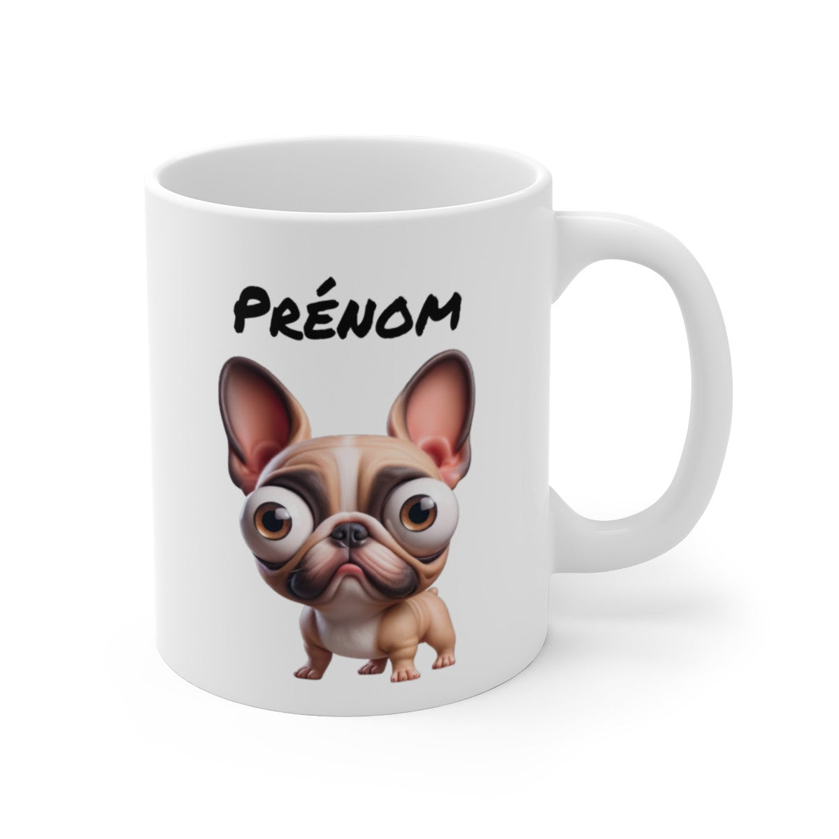 Mug Bouledogue Français Personnalisable – Tasse Chien Mignon avec Prénom – Cadeau Fun pour Amoureux des Bouledogues