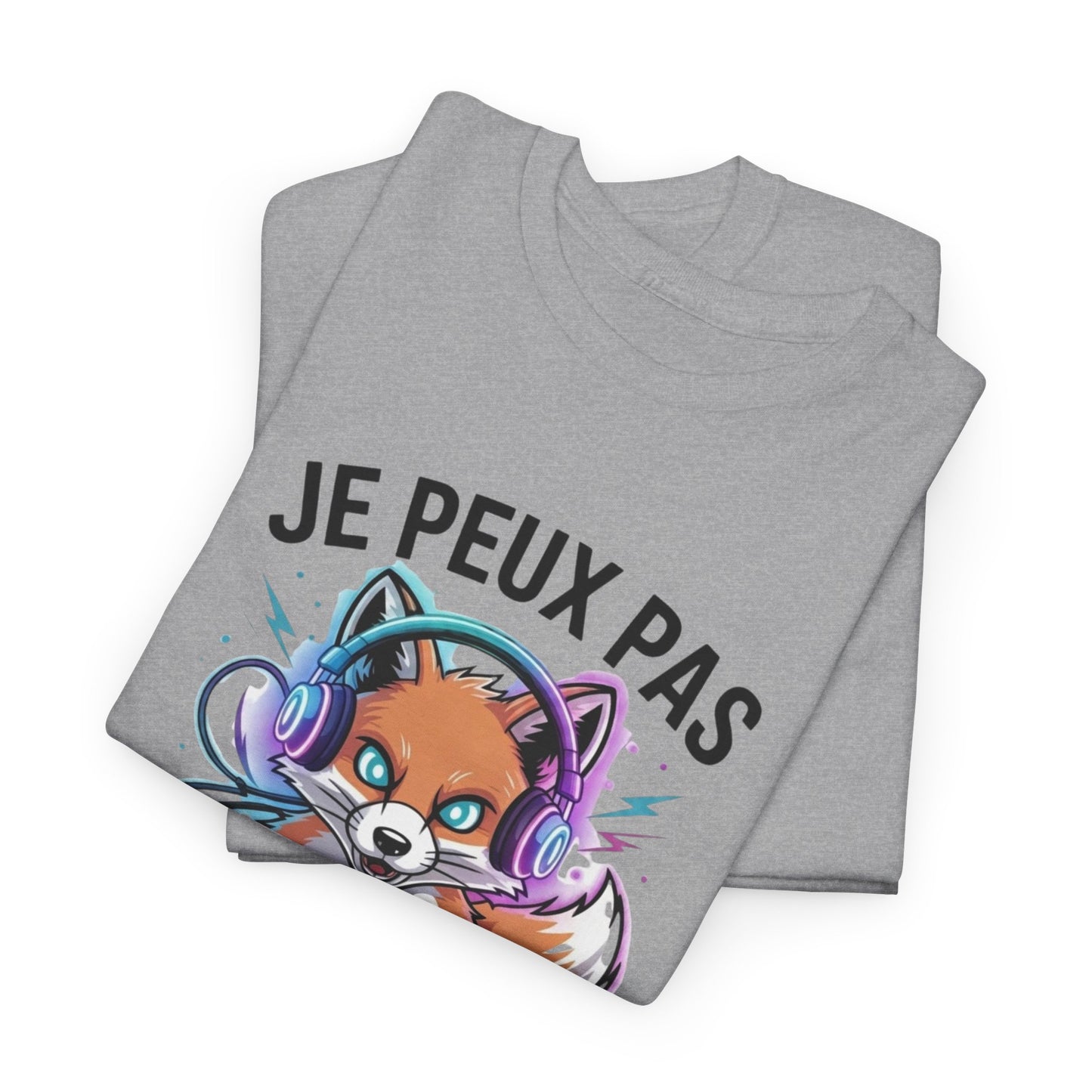 T-Shirt Gamer Homme Femme – Tee Shirt Jeu Vidéo Renard Console – Cadeau Gaming Drôle Noir Blanc Gris