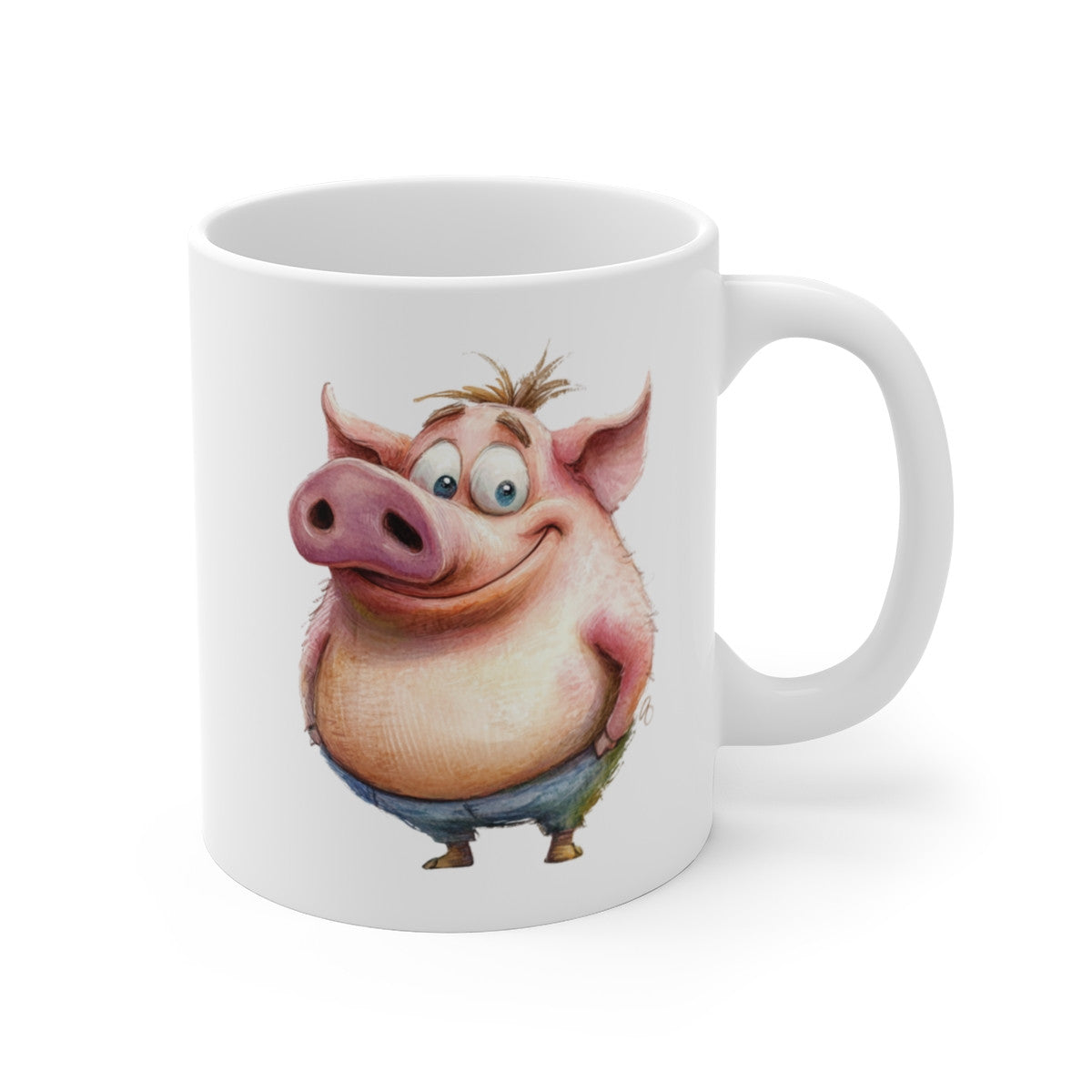 Mug Cochon Rigolo – Tasse Humour avec Cochon Cartoon en Salopette – Cadeau Fun Original