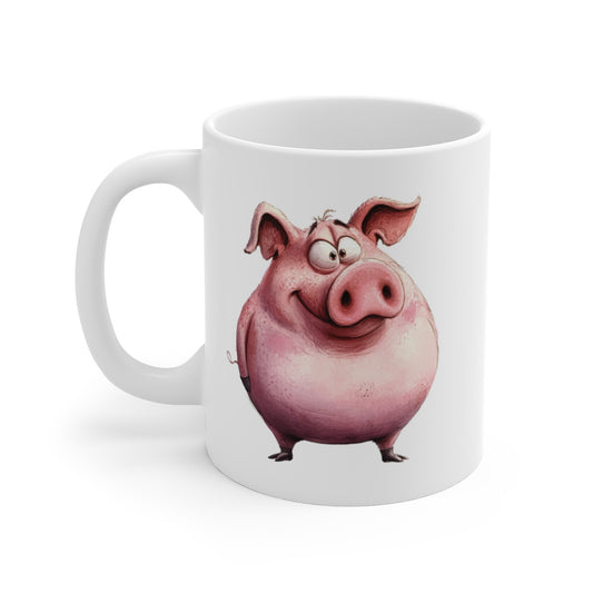 Mug Cochon Marrant – Tasse Cartoon Cochon Rose Dodu – Cadeau Rigolo et Tendre