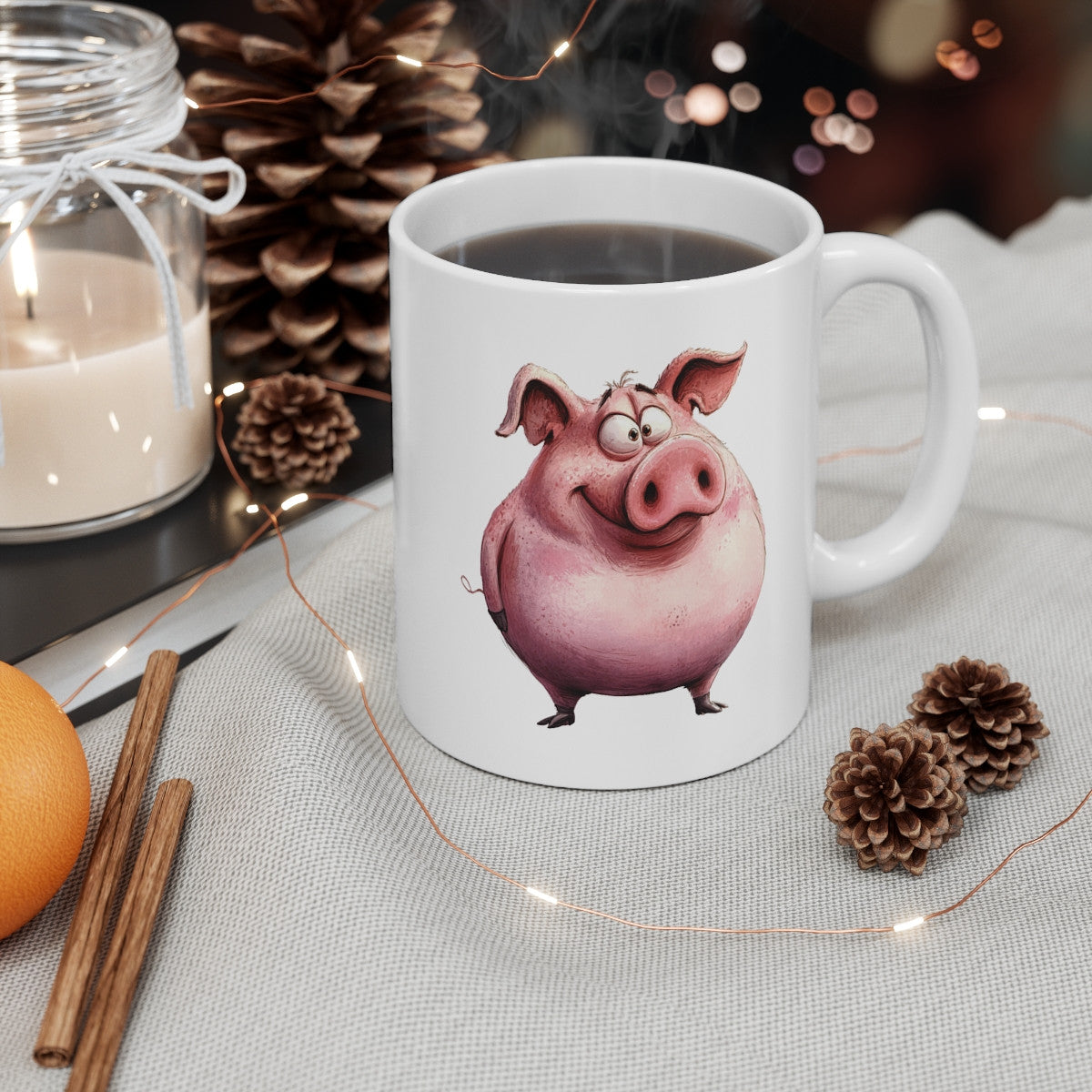 Mug Cochon Marrant – Tasse Cartoon Cochon Rose Dodu – Cadeau Rigolo et Tendre