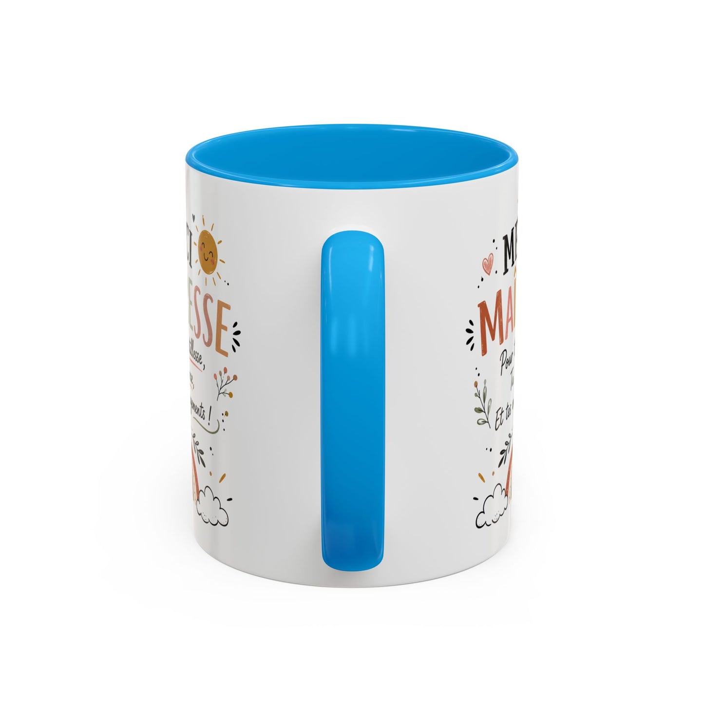 Tasse Merci Maîtresse – Mug Bohème Arc-en-Ciel – Cadeau Maîtresse École Femme 325ml