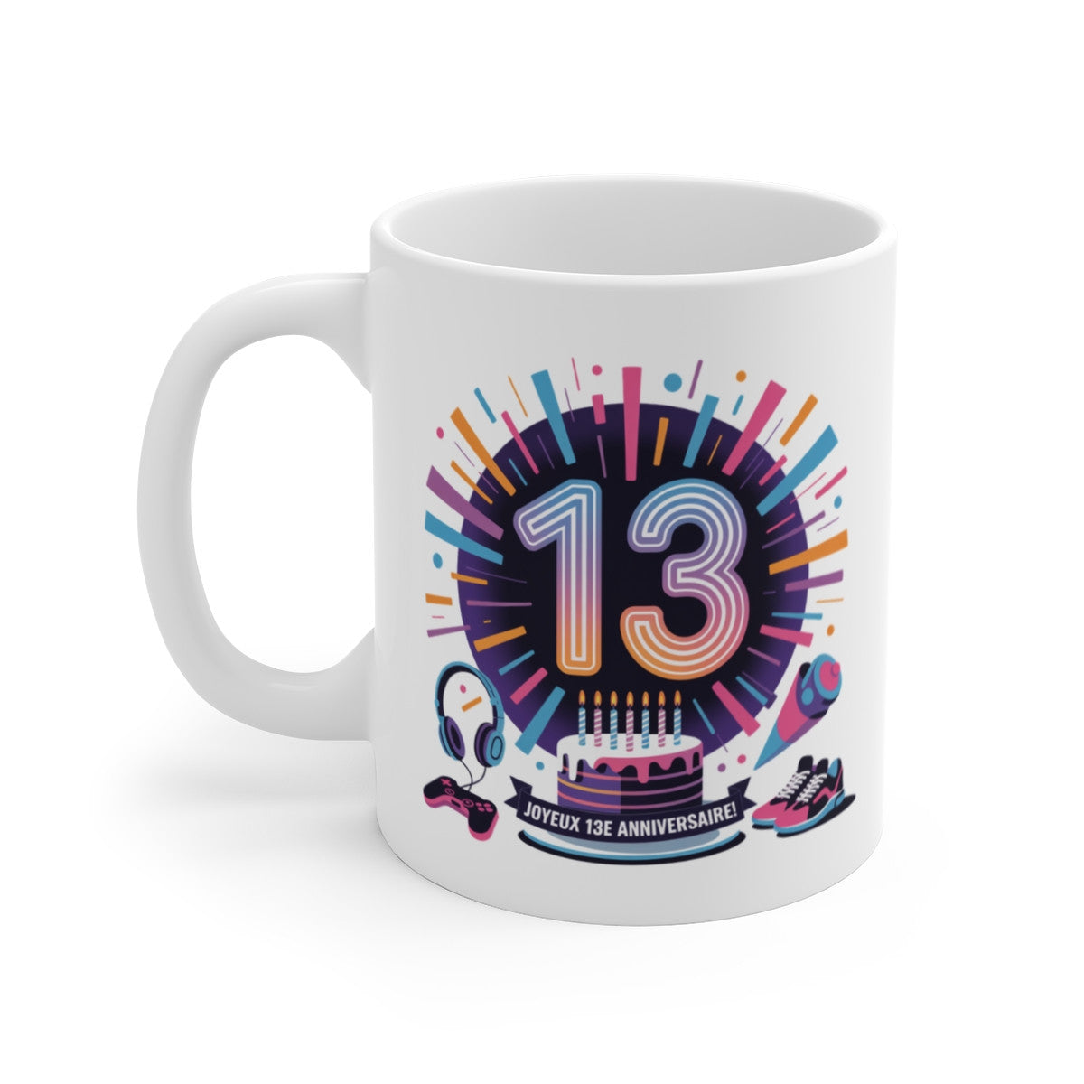 Mug Joyeux Anniversaire 13 Ans – Tasse Ado Gaming et Sneakers – Cadeau Fun pour Pré-ado