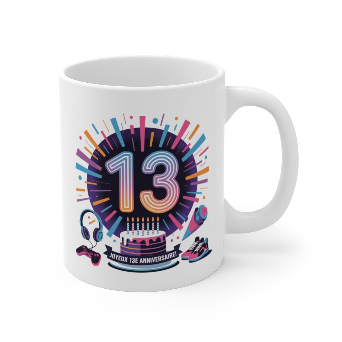 Mug Joyeux Anniversaire 13 Ans – Tasse Ado Gaming et Sneakers – Cadeau Fun pour Pré-ado