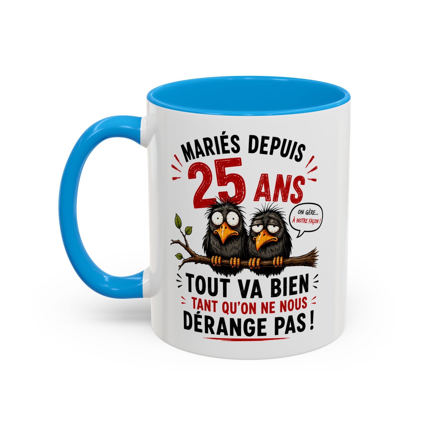Tasse Mariés Depuis 25 Ans – Mug Humour Anniversaire de Mariage Homme Femme – Cadeau Couple 25 Ans de Mariage 325 ml
