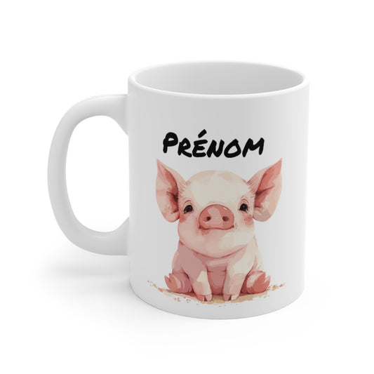 Mug Cochon Bébé Personnalisable – Tasse Animale Trop Mignonne avec Prénom – Cadeau Tendre et Unique