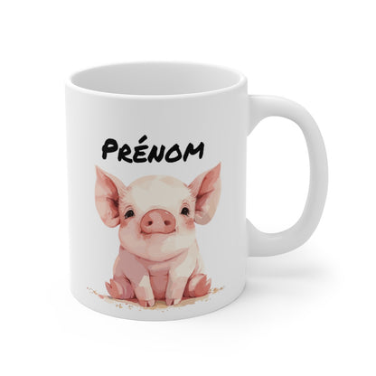 Mug Cochon Bébé Personnalisable – Tasse Animale Trop Mignonne avec Prénom – Cadeau Tendre et Unique