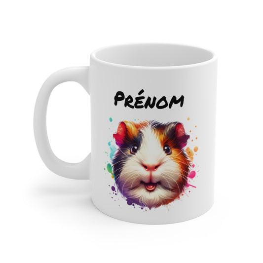 Mug Cochon d’Inde Personnalisable – Tasse Rongeur Mignon Style Pop Art – Cadeau Original avec Prénom