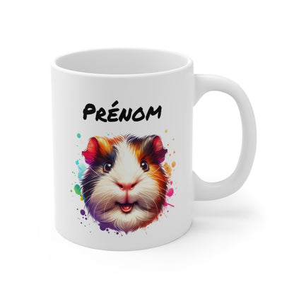 Mug Cochon d’Inde Personnalisable – Tasse Rongeur Mignon Style Pop Art – Cadeau Original avec Prénom
