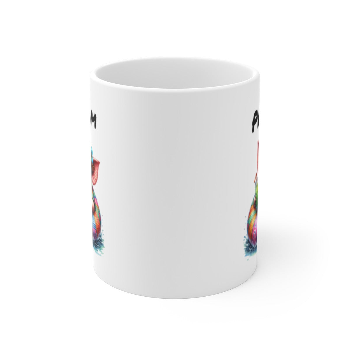 Mug Cochon Vacancier – Tasse Été Tropical avec Cochon en Bouée – Cadeau Fun et Coloré