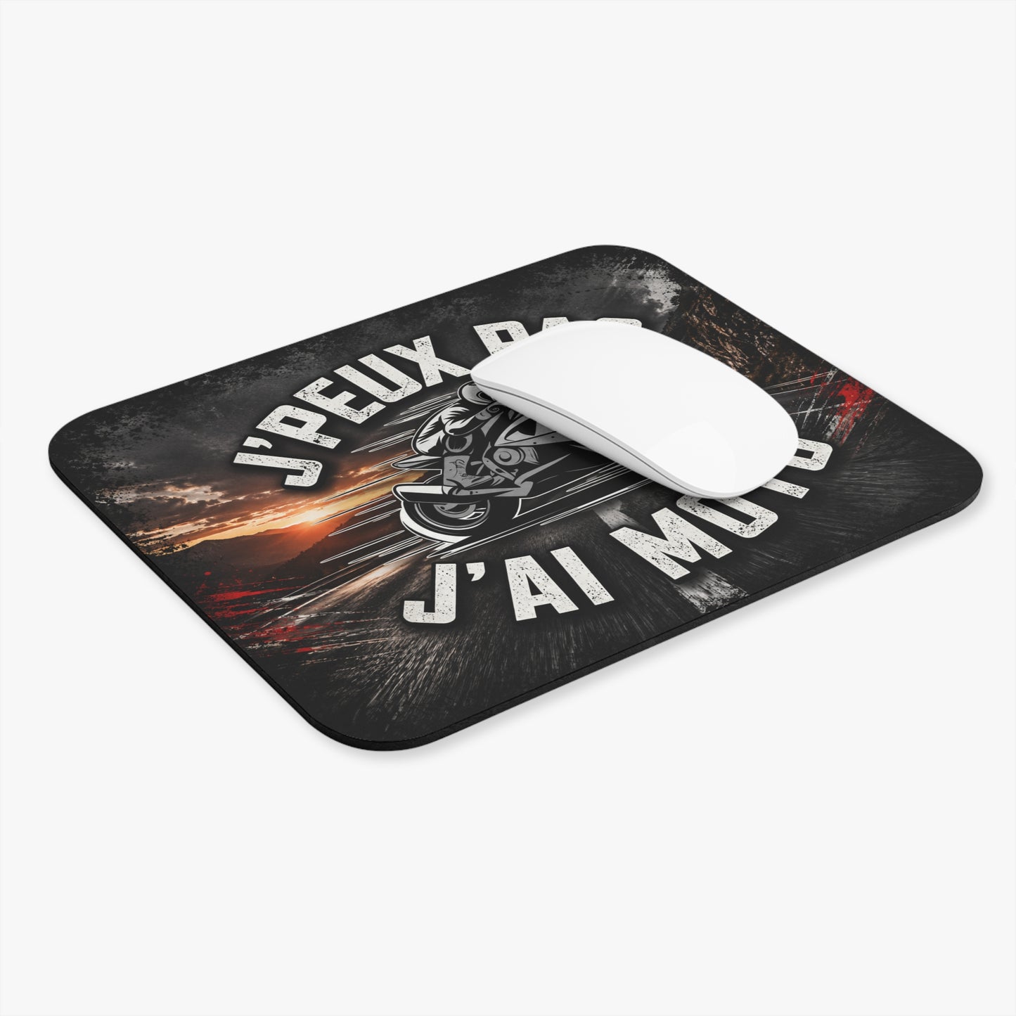 Tapis de Souris 22x18 J’Peux Pas J’Ai Moto – Accessoire Humour Motard – Cadeau Passion Moto Sportive Homme – Design Route et Vitesse