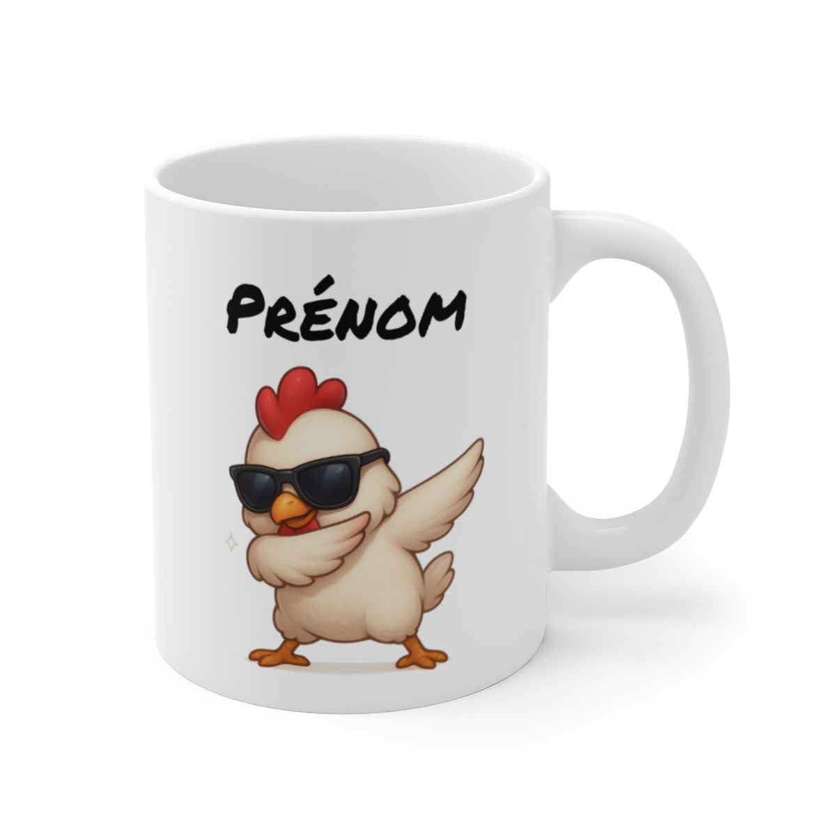 Mug Poule qui Dab – Tasse Personnalisable avec Prénom – Design Fun et Cool