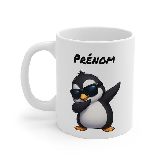 Mug Pingouin qui Dab – Tasse Personnalisable avec Prénom – Cadeau Fun, Hiver & Humour