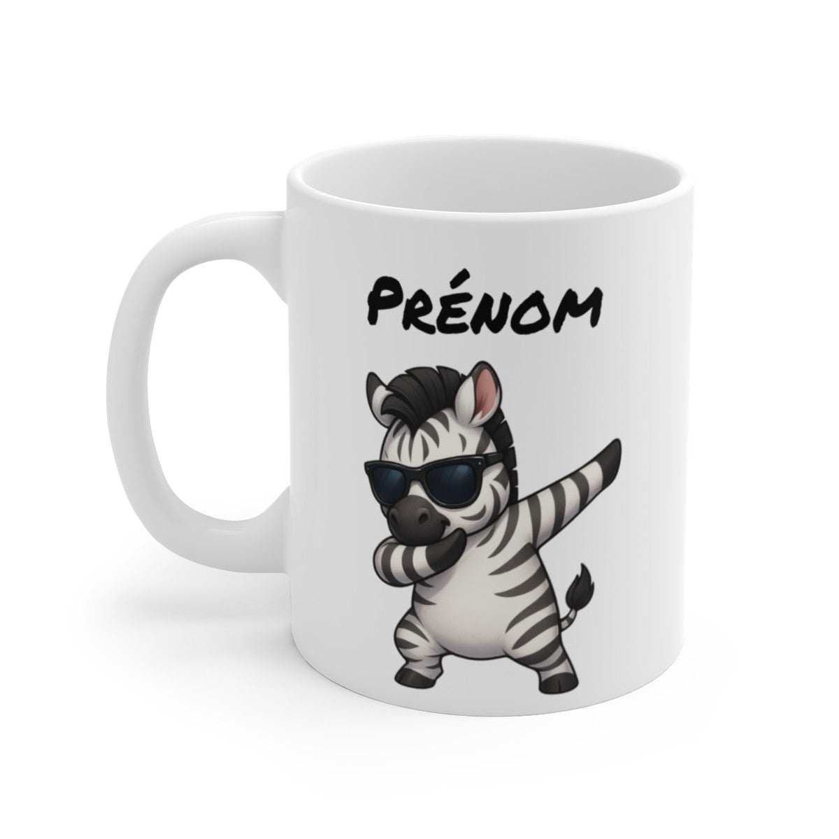 Mug Zèbre qui Dab – Tasse Personnalisable avec Prénom – Cadeau Drôle, Jungle & Style