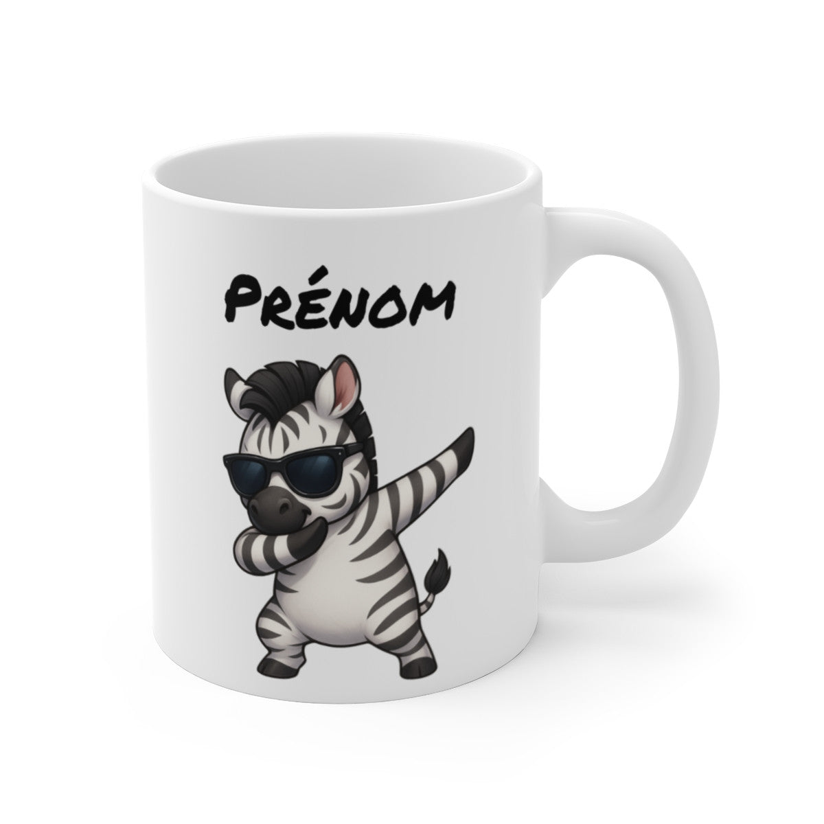 Mug Zèbre qui Dab – Tasse Personnalisable avec Prénom – Cadeau Drôle, Jungle & Style