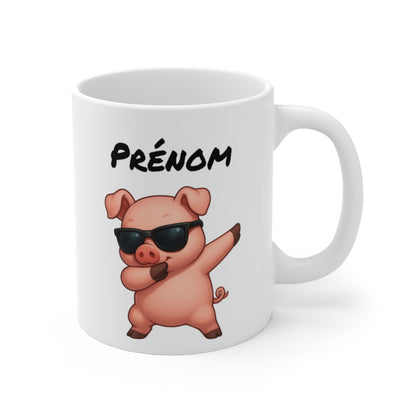 Mug Cochon Dab – Tasse Personnalisable avec Prénom – Design Fun et Humoristique