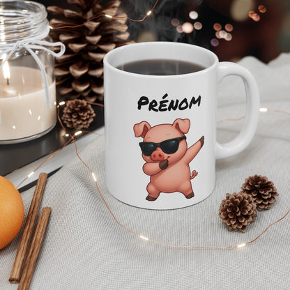 Mug Cochon Dab – Tasse Personnalisable avec Prénom – Design Fun et Humoristique