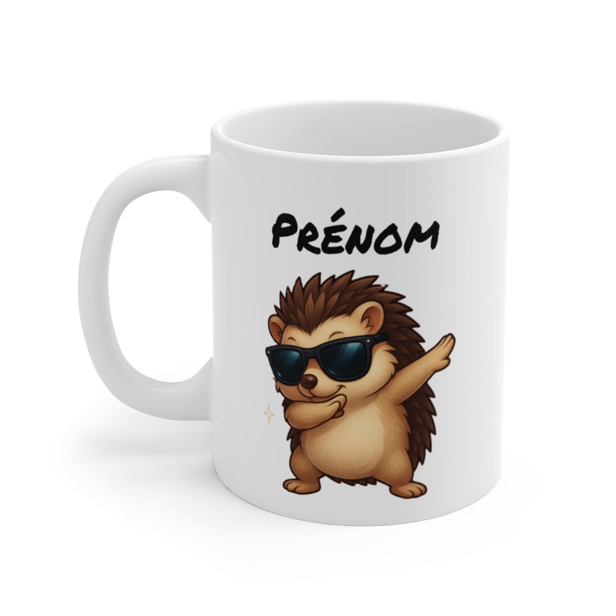 Tasse Personnalisée Hérisson Dab – Mug Prénom Humour Animal Cool Lunettes Cadeau Original 325ml