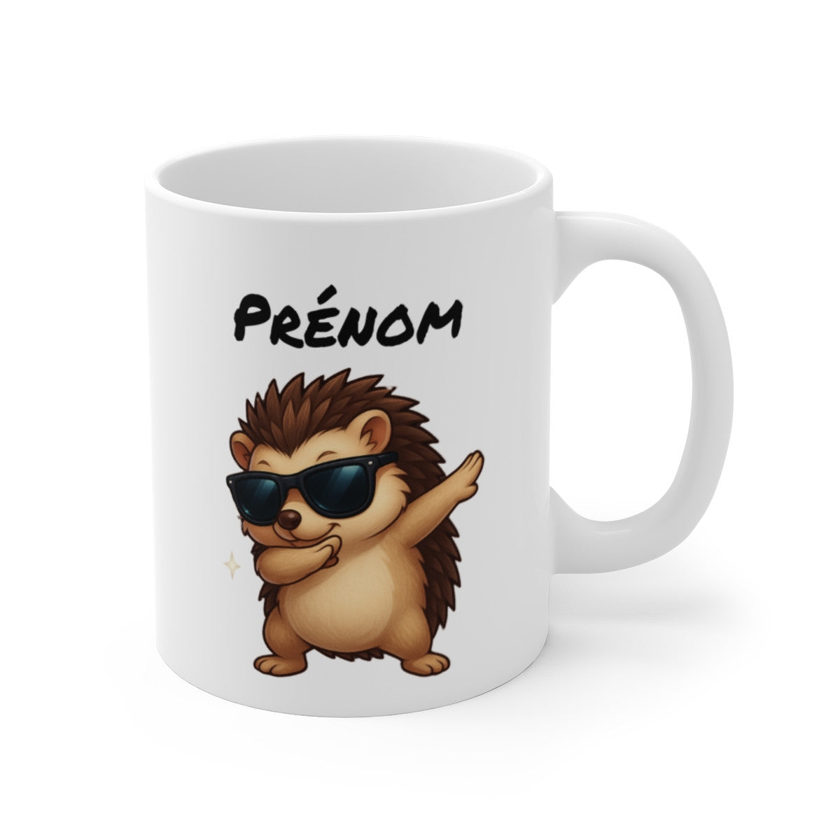 Tasse Personnalisée Hérisson Dab – Mug Prénom Humour Animal Cool Lunettes Cadeau Original 325ml