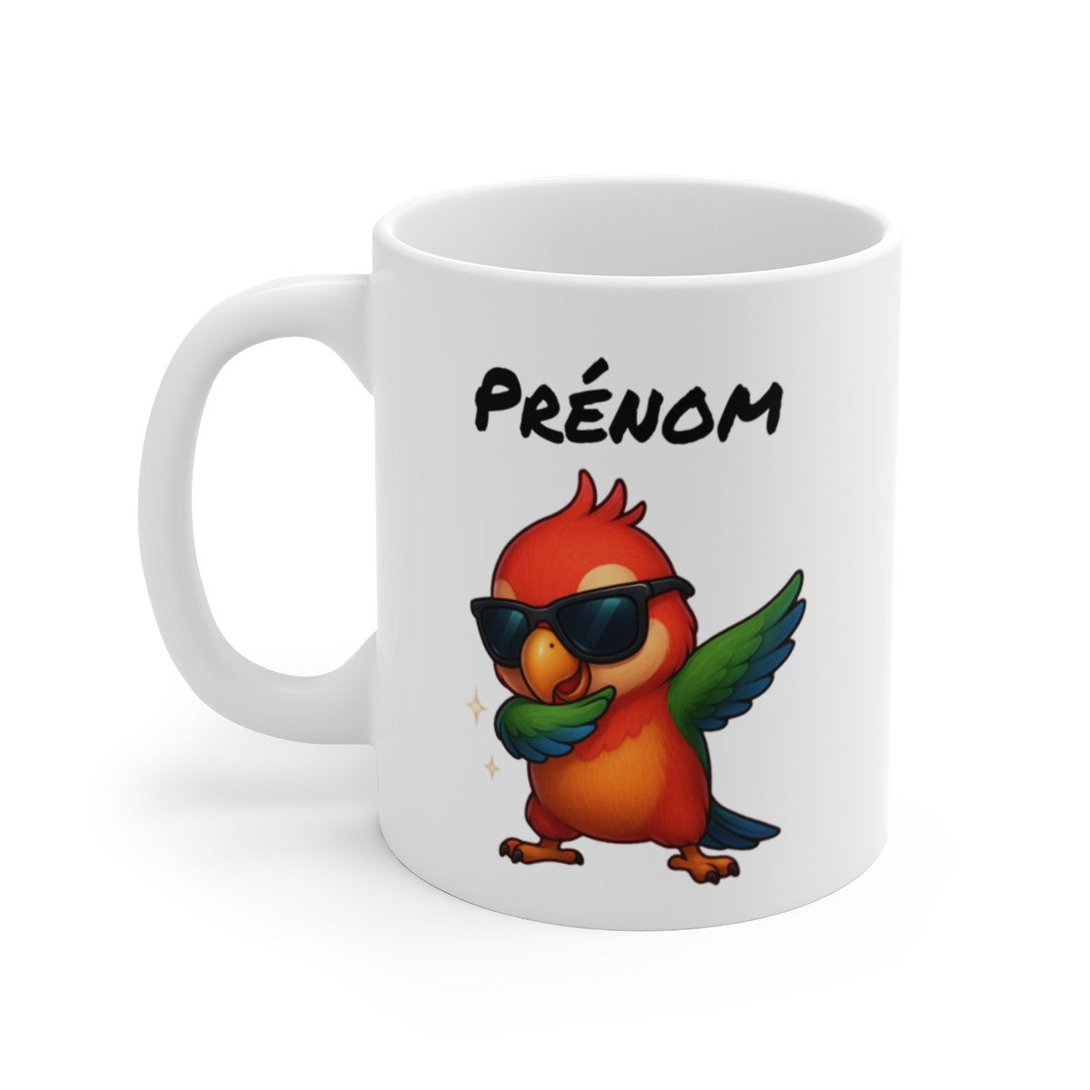 Tasse Personnalisée Perroquet Dab Tropical – Mug Prénom Animal Coloré Humour Cadeau Original 325ml