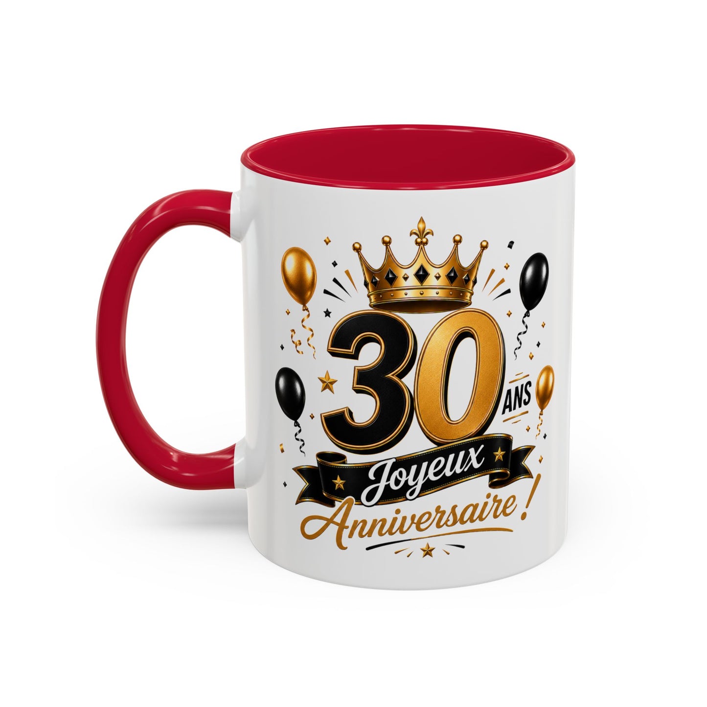 Mug Joyeux 30 Ans – Tasse Anniversaire 30 Ans – Cadeau Original pour Femme Homme – Idée Cadeau 30e Anniversaire Noir Bleu Rouge