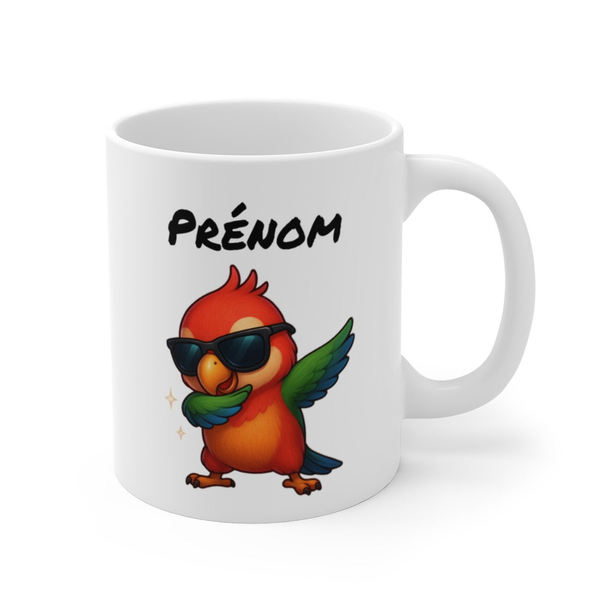 Tasse Personnalisée Perroquet Dab Tropical – Mug Prénom Animal Coloré Humour Cadeau Original 325ml
