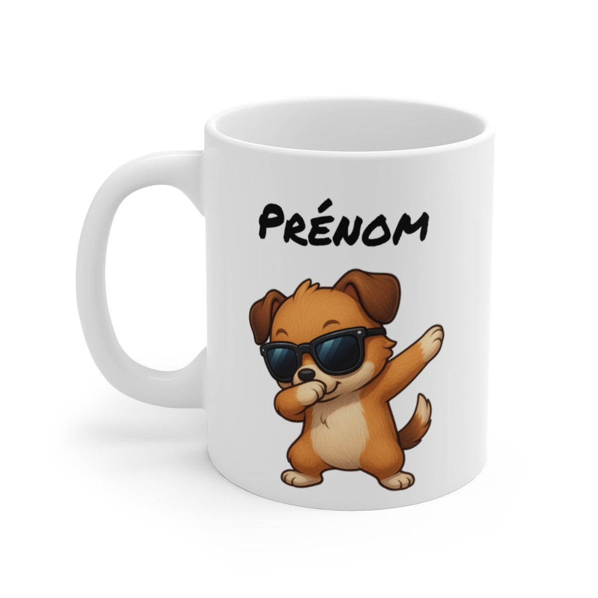 Tasse Personnalisée Chien Dab – Mug Prénom Humour Chiot Mignon Lunettes Cadeau Animal Original 325ml