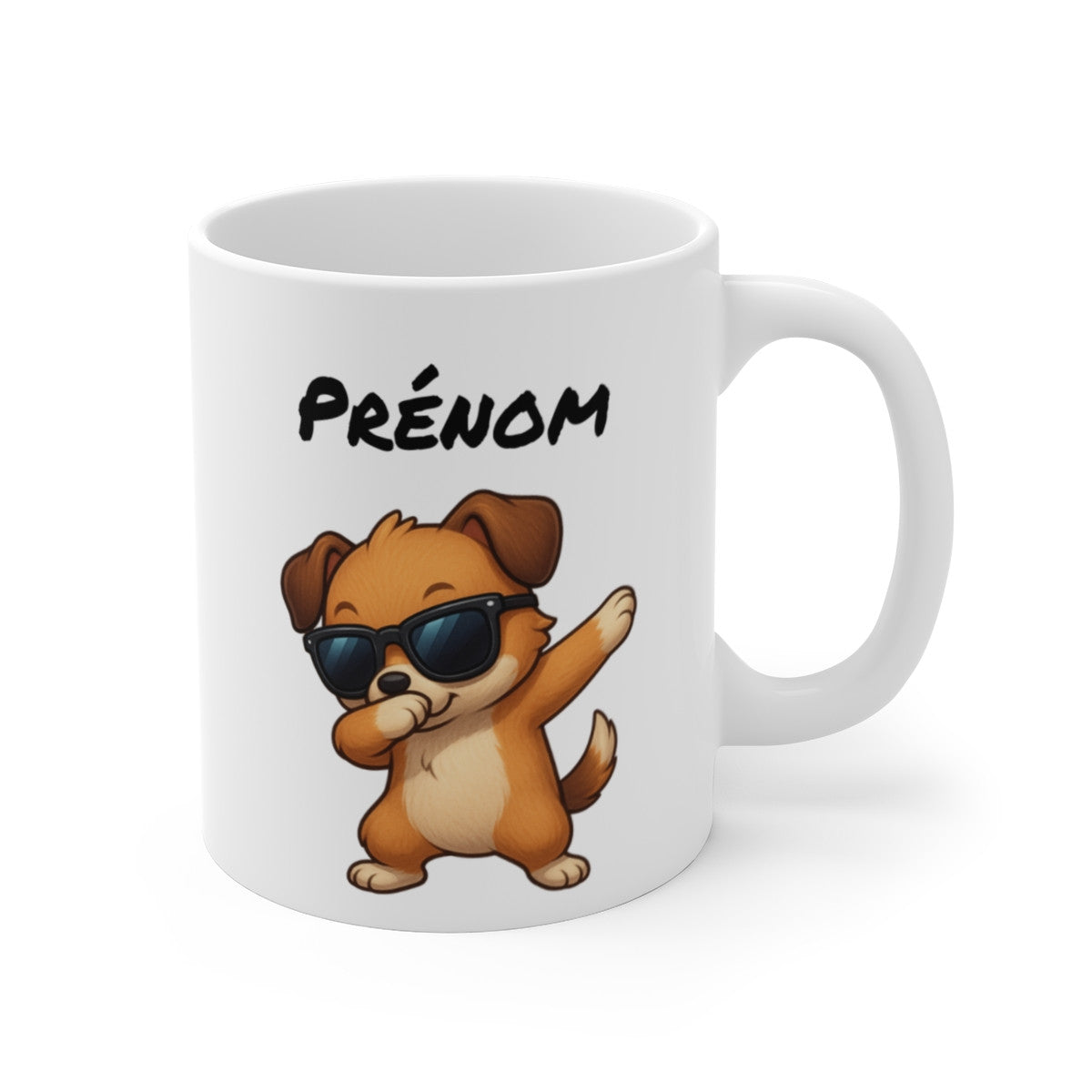 Tasse Personnalisée Chien Dab – Mug Prénom Humour Chiot Mignon Lunettes Cadeau Animal Original 325ml