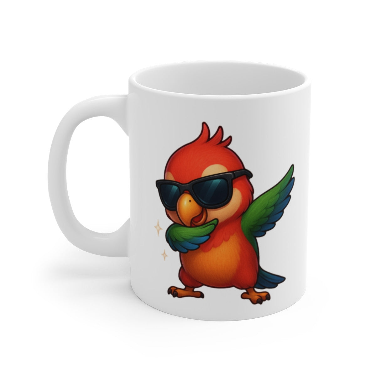 Tasse Perroquet qui Dab – Mug Humour Tropical Animal Mignon Lunettes Cadeau Coloré Original 325ml