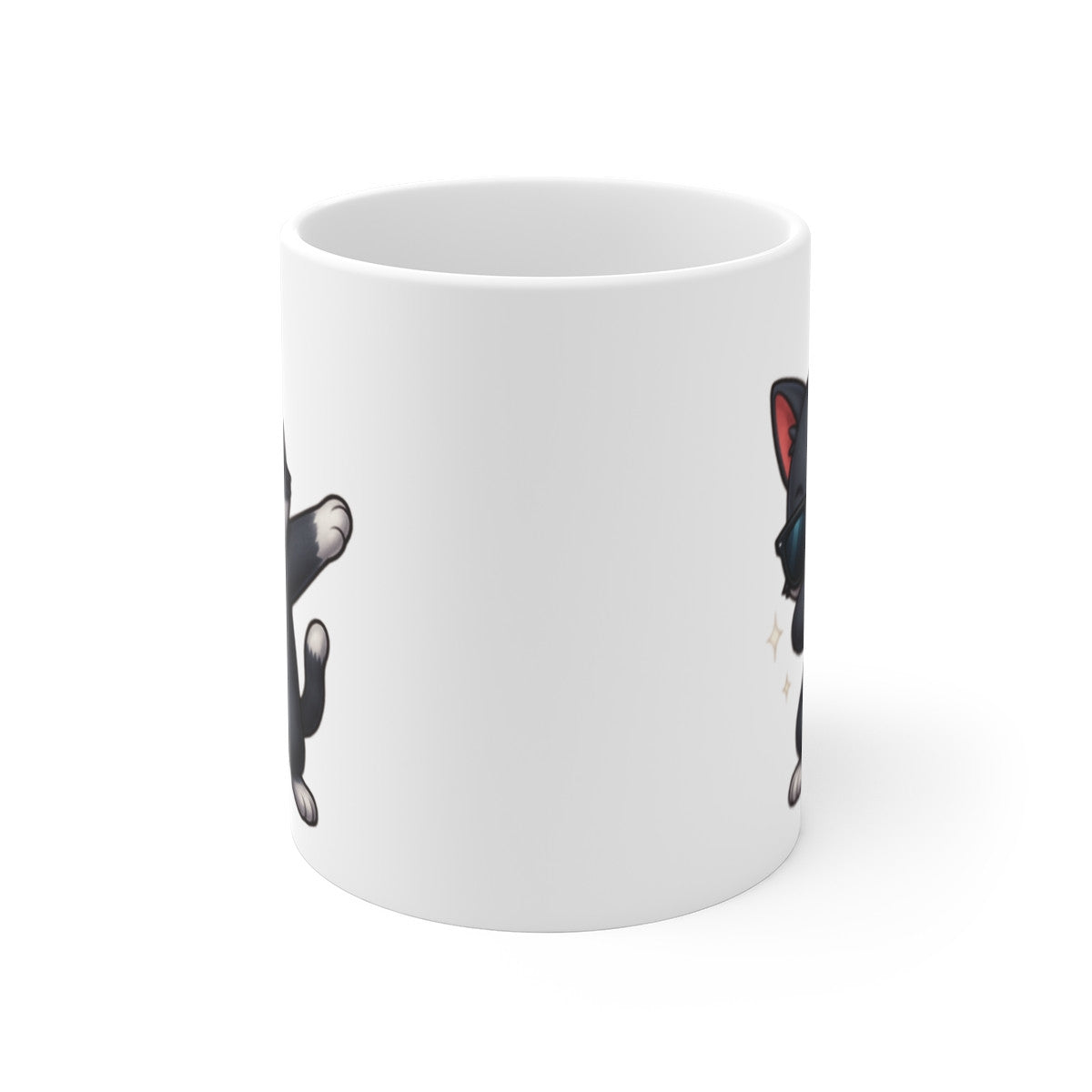 Tasse Chat qui Dab – Mug Humour Félin Noir Blanc Lunettes Mignon Cadeau Original 325ml