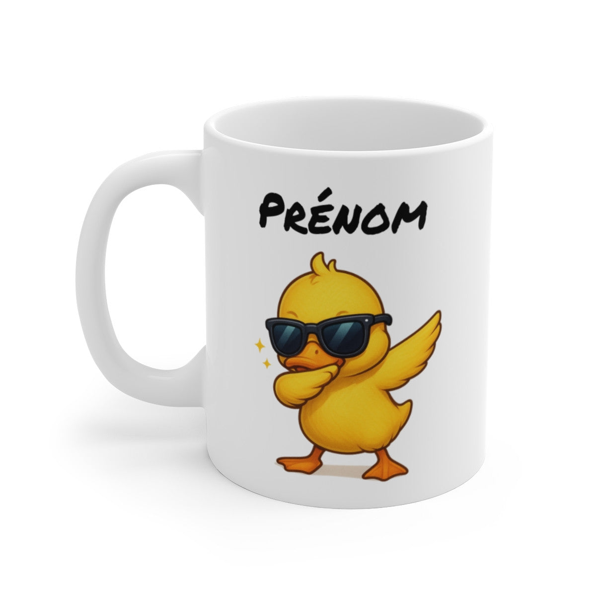 Mug Personnalisé Caneton qui Dab – Illustration Mignonne avec Prénom – Cadeau Animal Rigolo et Unique