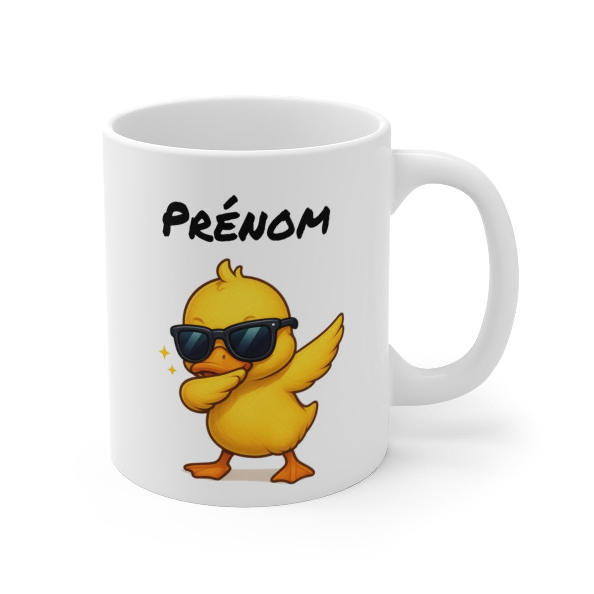 Mug Personnalisé Caneton qui Dab – Illustration Mignonne avec Prénom – Cadeau Animal Rigolo et Unique