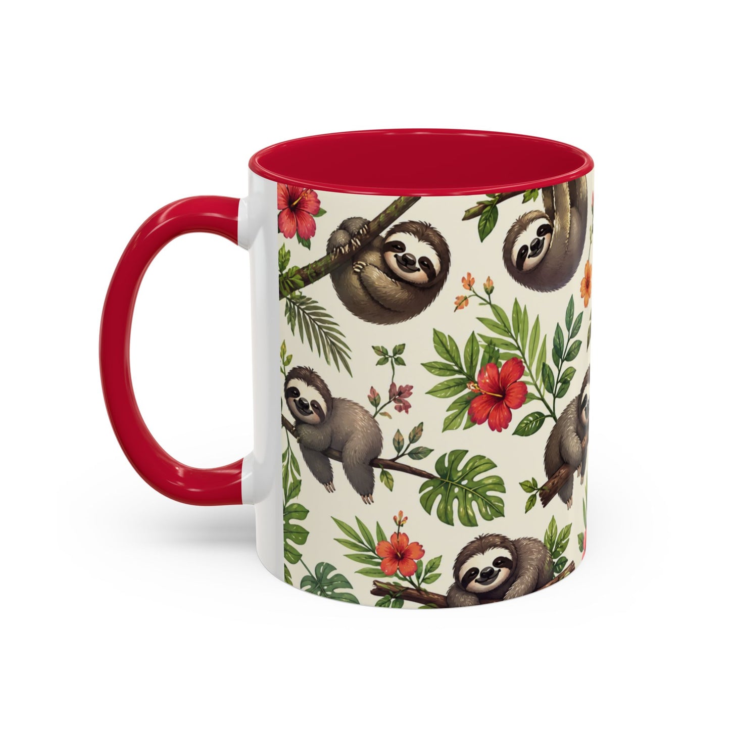 Tasse Paresseux Mignons – Mug Jungle Tropicale et Fleurs – Design Animal Kawaii et Nature – Céramique 325ml