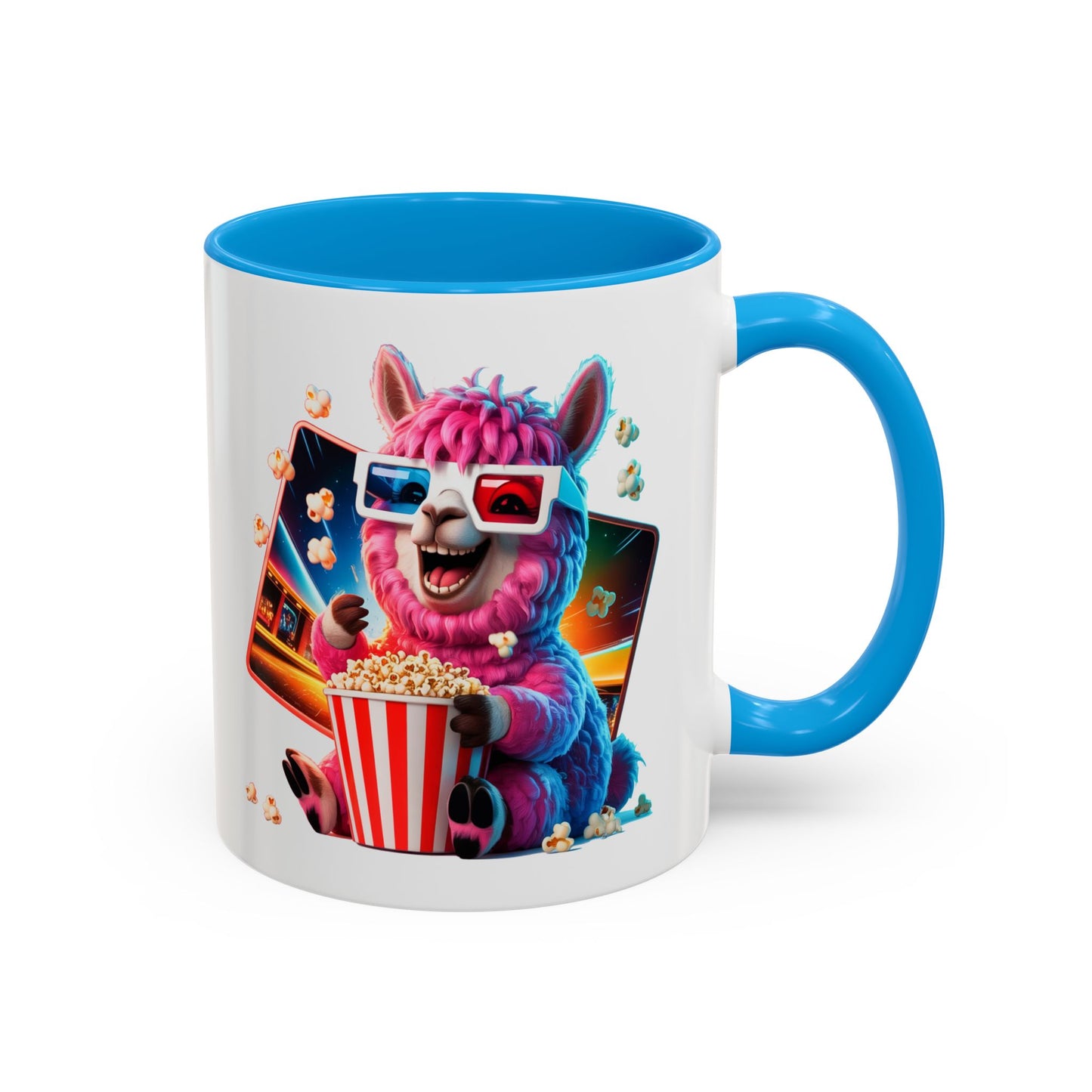 Mug Lama Rigolo Cinéma – Tasse Design avec Popcorn et Lunettes 3D – Cadeau Original 325ml