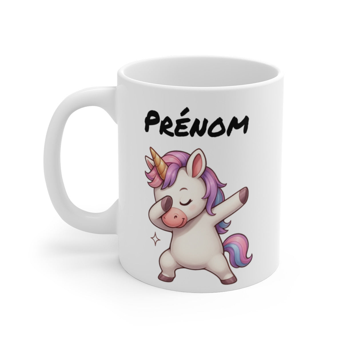Tasse Personnalisée Licorne Dab – Mug Prénom Fille Kawaii Féérique Arc-en-Ciel Cadeau Original 325ml