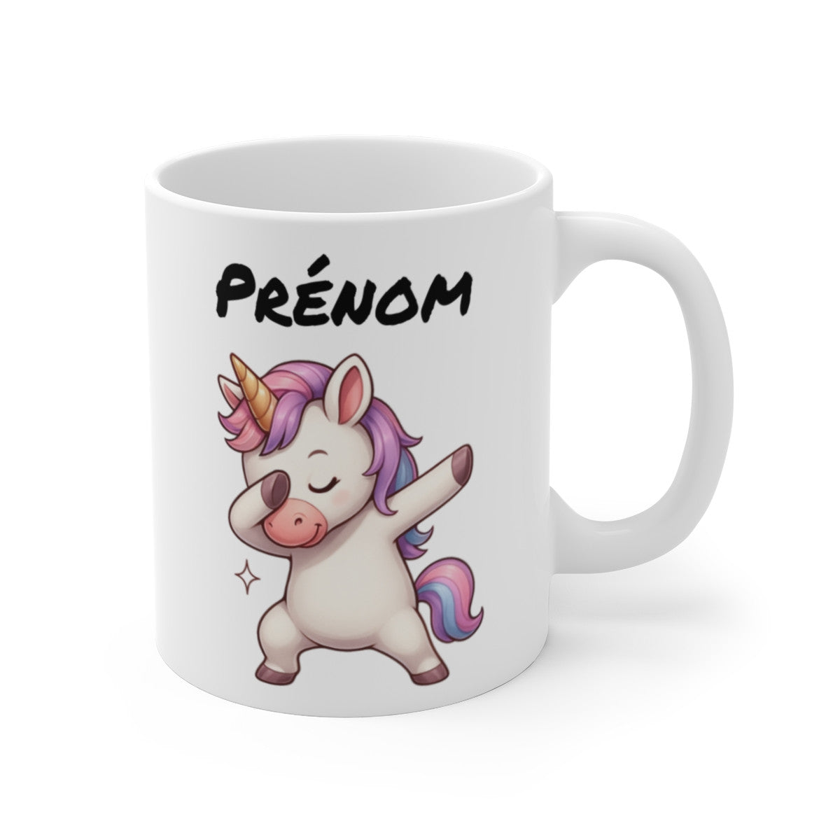 Tasse Personnalisée Licorne Dab – Mug Prénom Fille Kawaii Féérique Arc-en-Ciel Cadeau Original 325ml