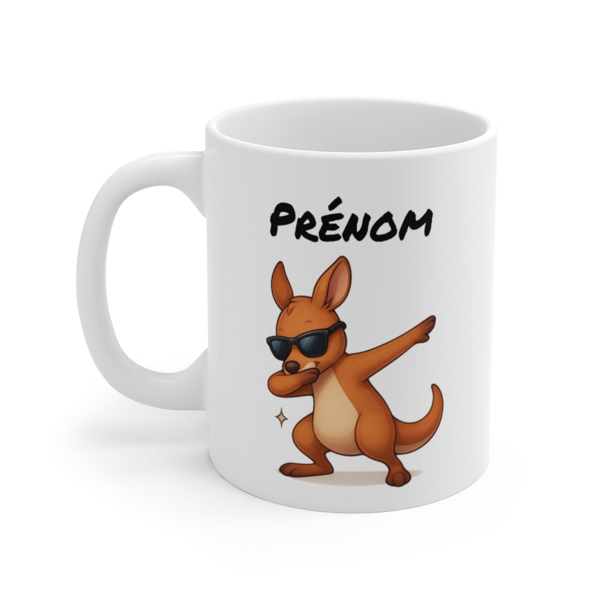 Tasse Personnalisée Kangourou Dab – Mug Prénom Animal Australien Mignon Lunettes Cadeau Original 325ml