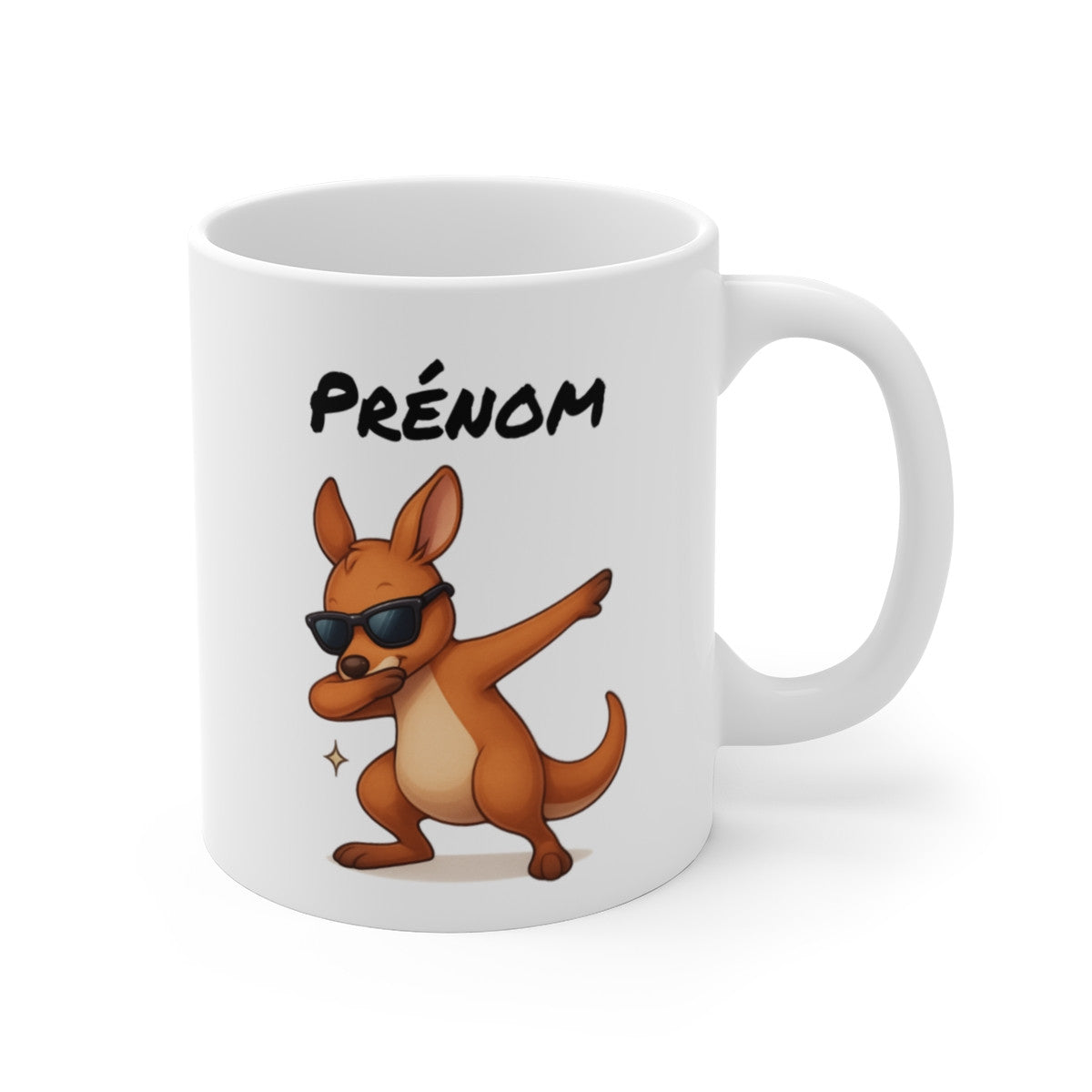 Tasse Personnalisée Kangourou Dab – Mug Prénom Animal Australien Mignon Lunettes Cadeau Original 325ml