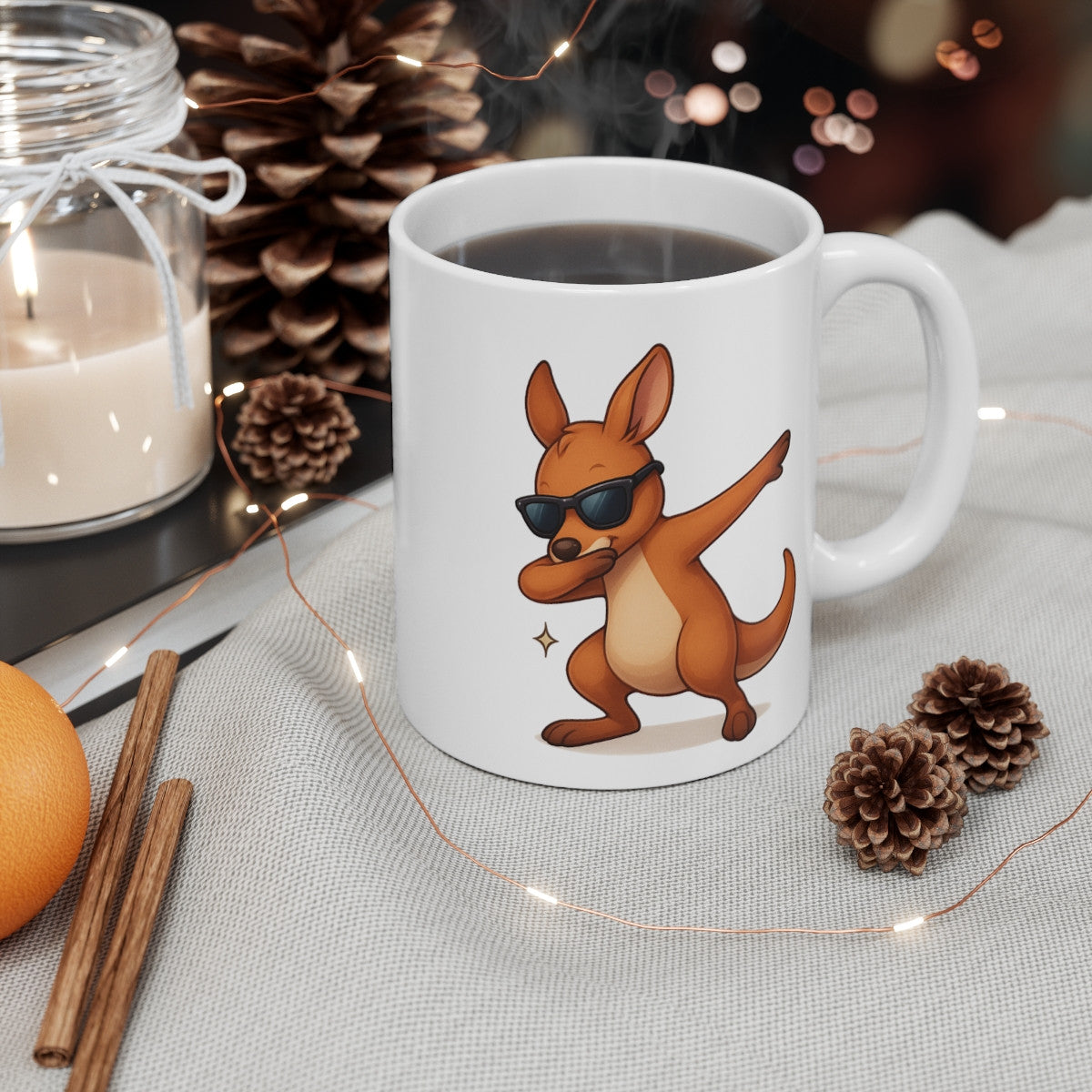 Tasse Kangourou qui Dab – Mug Humour Australie Animal Mignon Lunettes Cadeau Original Rigolo 325ml
