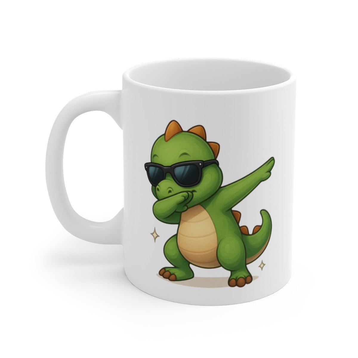 Tasse Dinosaure qui Dab – Mug Humour Dino Vert Mignon Lunettes Cadeau Rigolo Préhistorique 325ml
