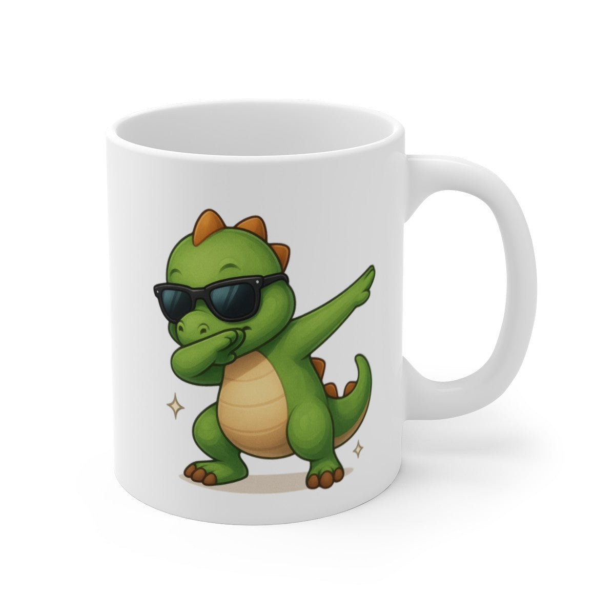 Tasse Dinosaure qui Dab – Mug Humour Dino Vert Mignon Lunettes Cadeau Rigolo Préhistorique 325ml