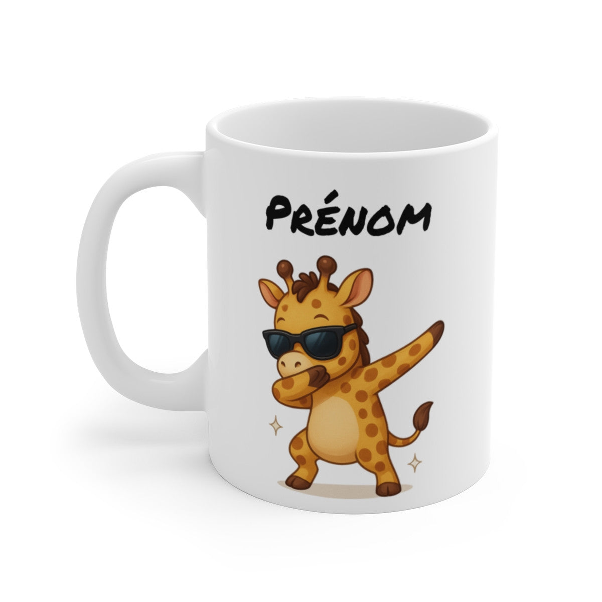 Tasse Personnalisée Girafe Dab – Mug Prénom Mignon Animal Savane Lunettes Cadeau Original 325ml