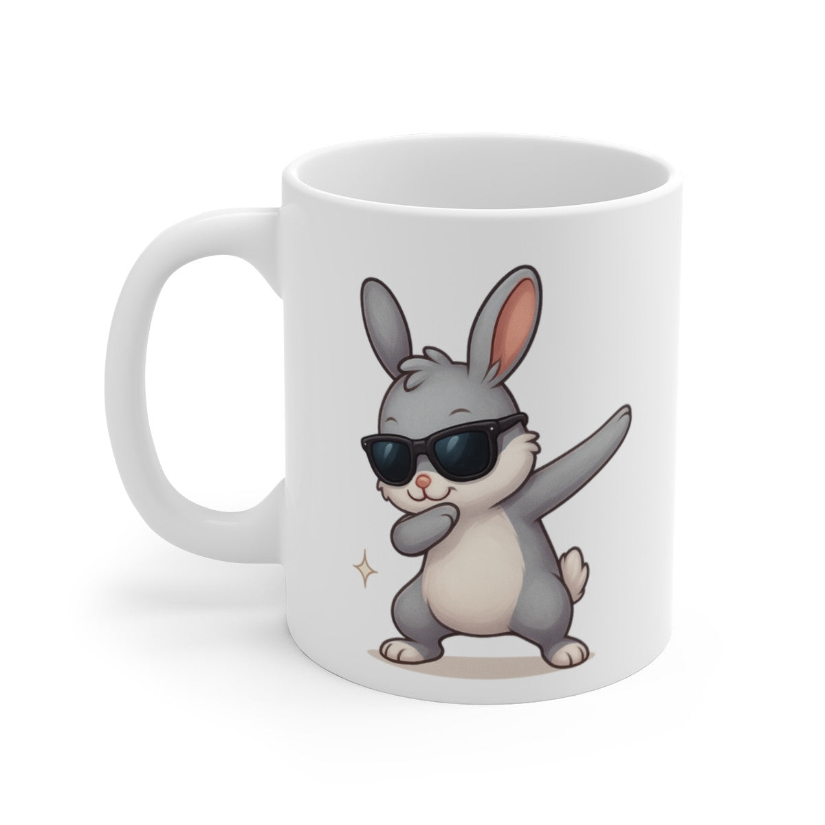 Tasse Lapin qui Dab – Mug Humour Mignon Animal Gris Lunettes Cadeau Original Rigolo 325ml