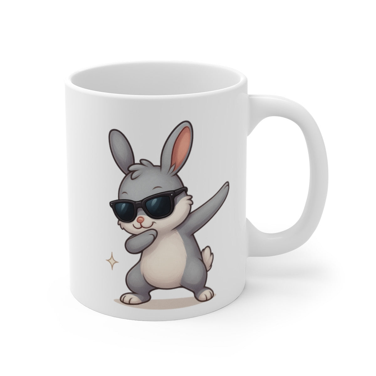 Tasse Lapin qui Dab – Mug Humour Mignon Animal Gris Lunettes Cadeau Original Rigolo 325ml